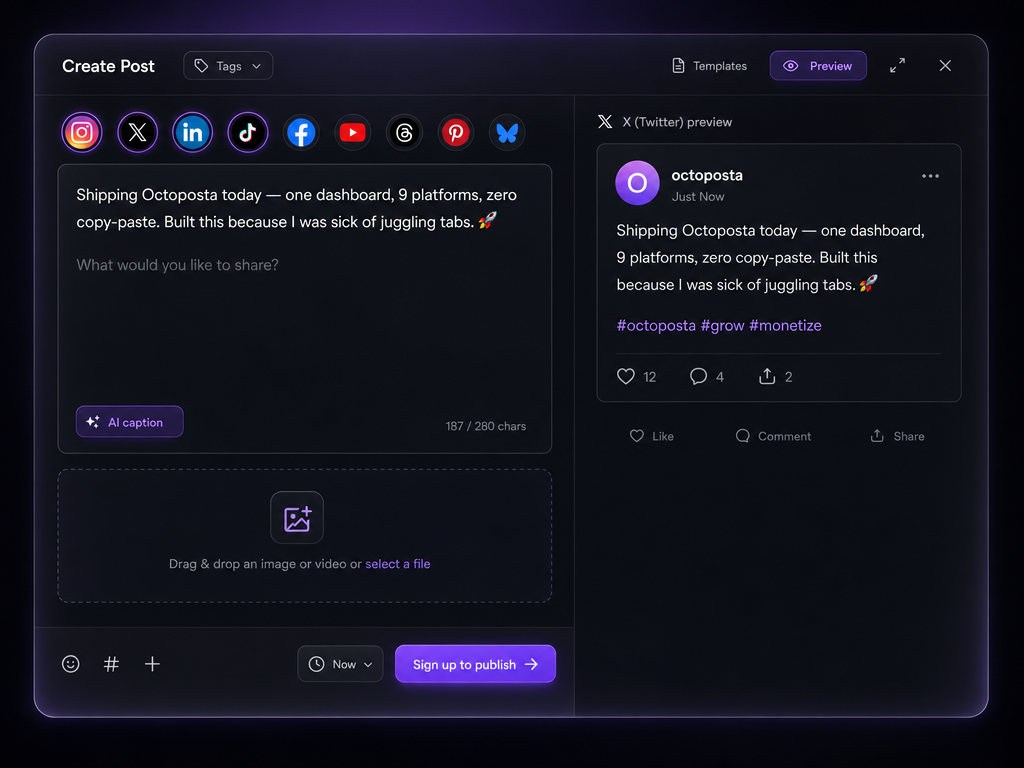 Nine platforms, one draft.
